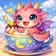 Colorful, stylized cat avatar with large eyes and expressive features for a user profile picture.